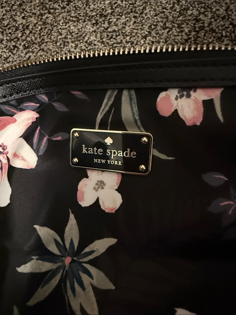 kate spade Black Floral Print Cosmetic Pouch